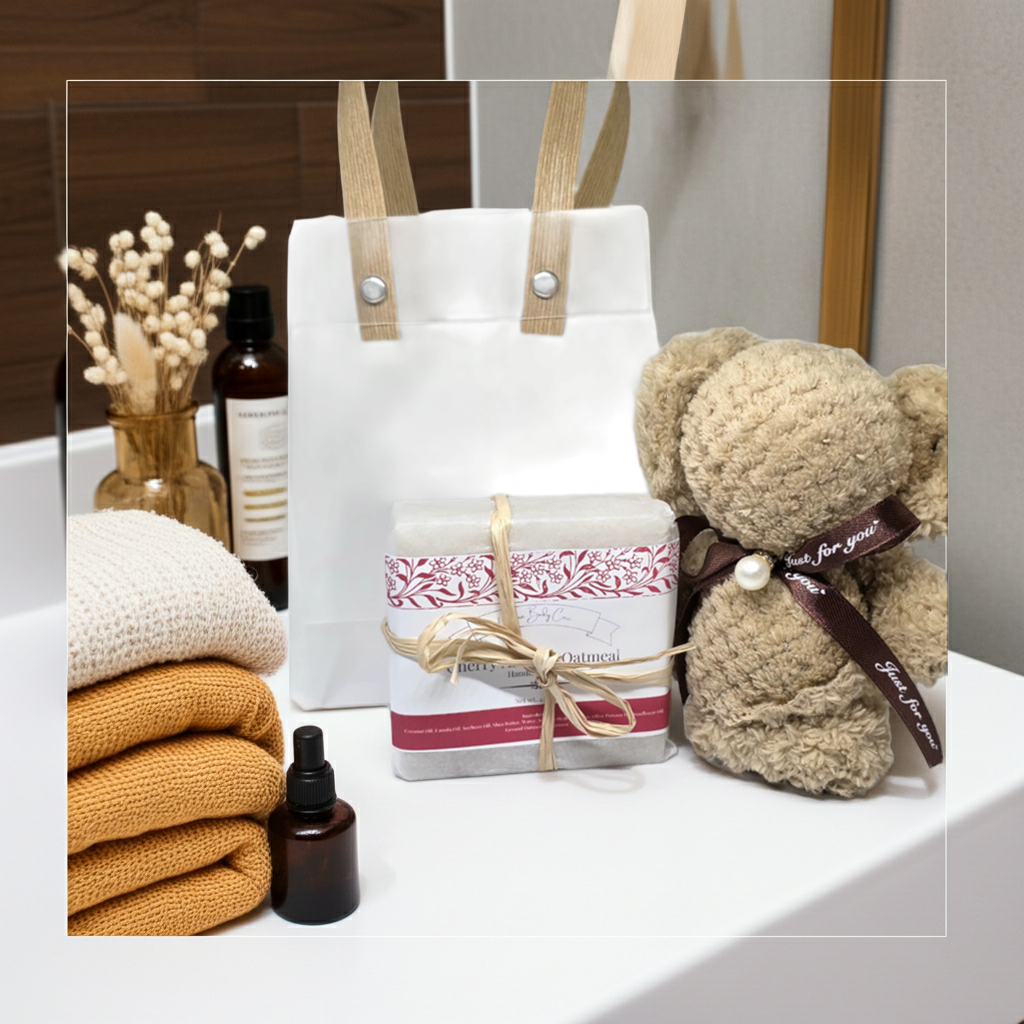 Luxury Handmade Soap Gift Set with Facial Cloth 4.5 oz soap